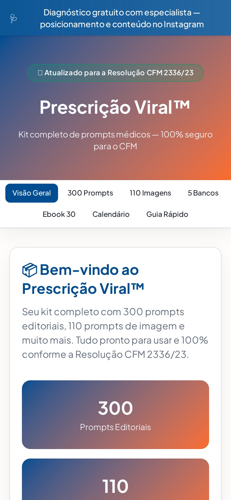 Área de membros da Prescrição Viral acessada pelo celular